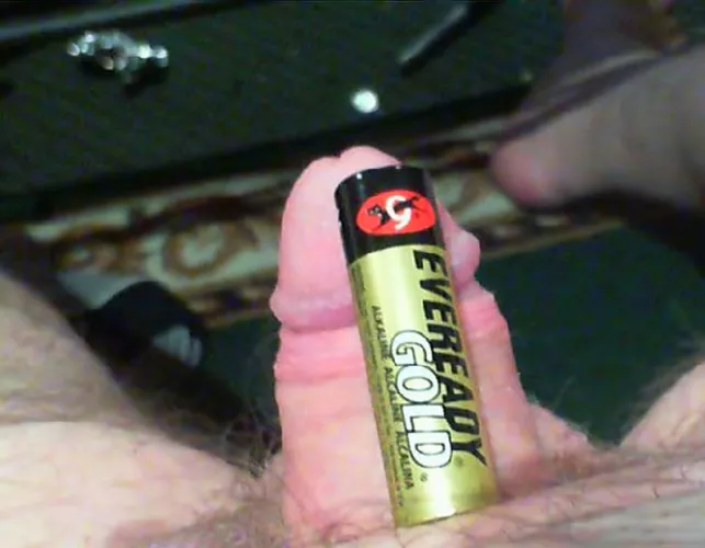 My [55] year old hard dick versus a AA battery by microppme