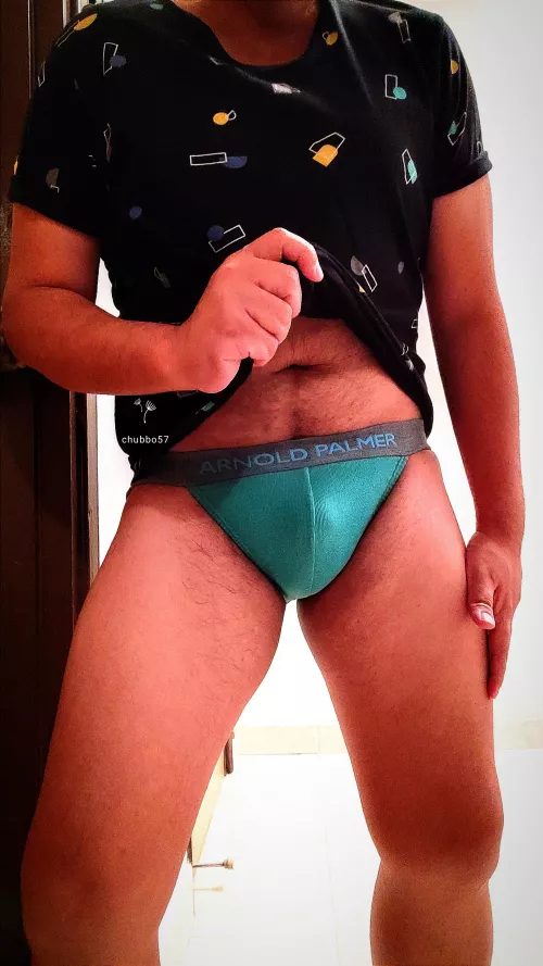 My 80s tee, my teal sports briefs, my Southeast Asian self. 📻🎯🍏🥃 by chubbo57