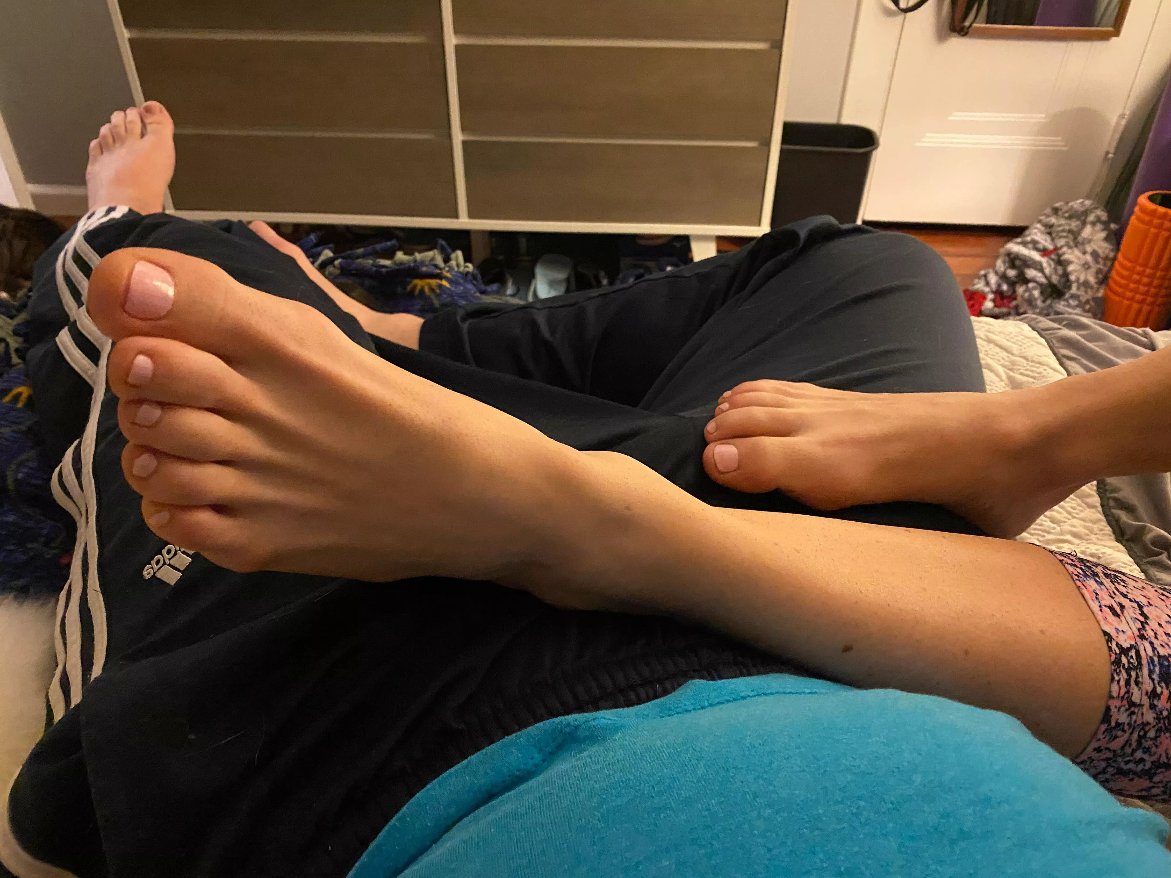 My BF loves my bare feet in his lap posted by Corky_After_Dark