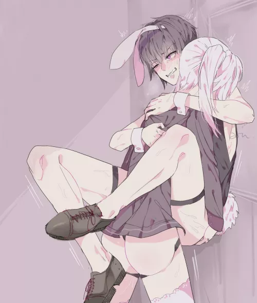 My bunny boy 💜 truly a mommy's dream come true~ (Art by Arufido on pixiv) by SmolDom