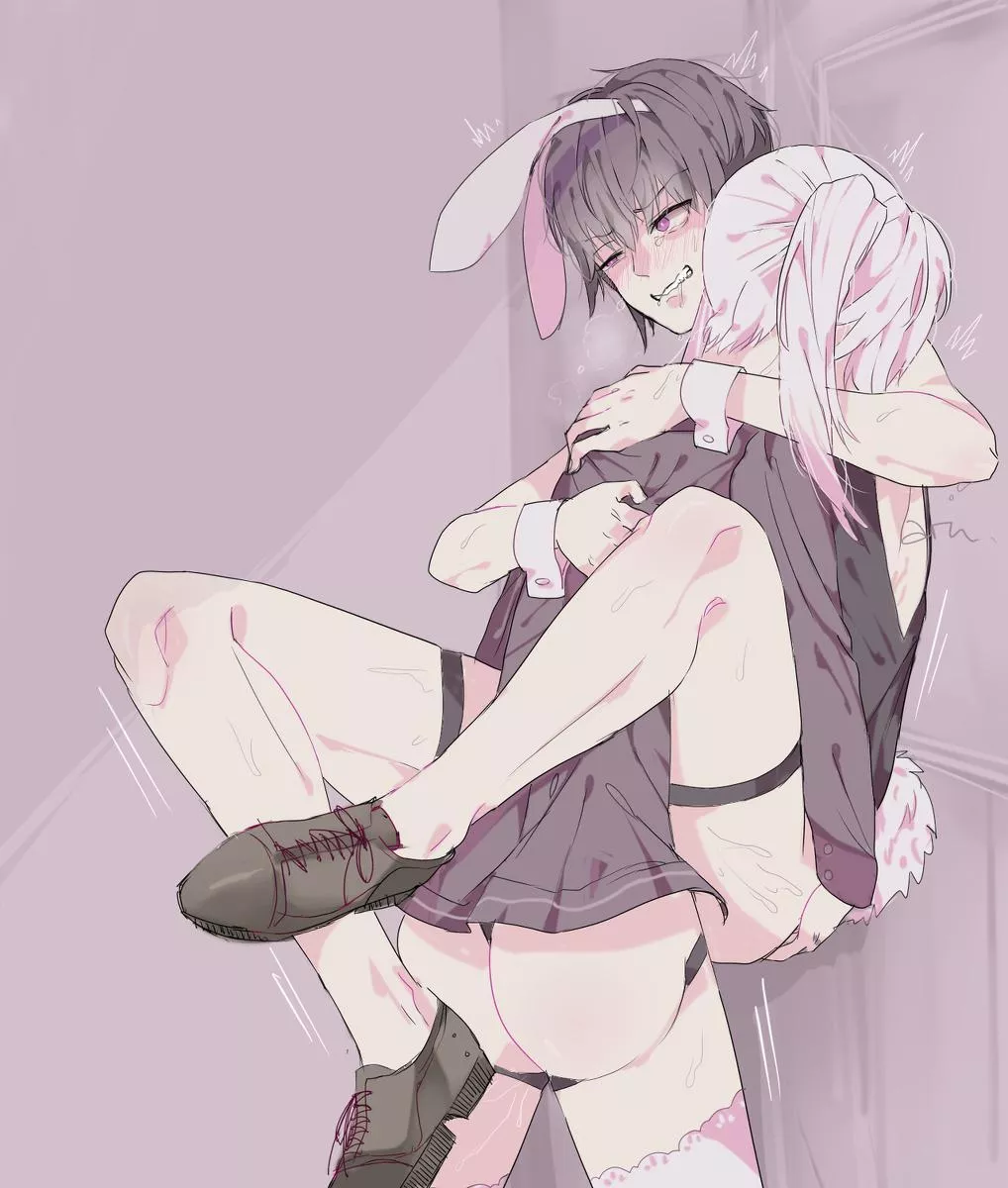 My bunny boy 💜 truly a mommy's dream come true~ (Art by Arufido on pixiv) posted by SmolDom