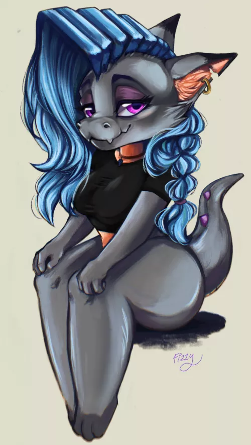 My cat/dragon hybrid, Kitty. Art by me by fizzywerekitty