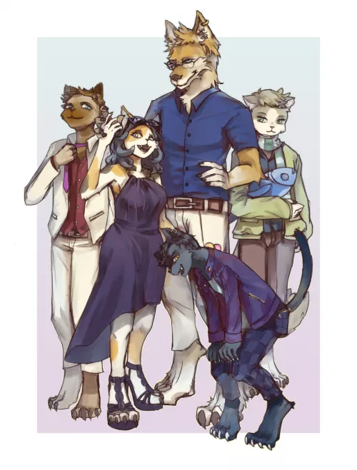My cousin and her fur babies! (Art by me) by wifushell