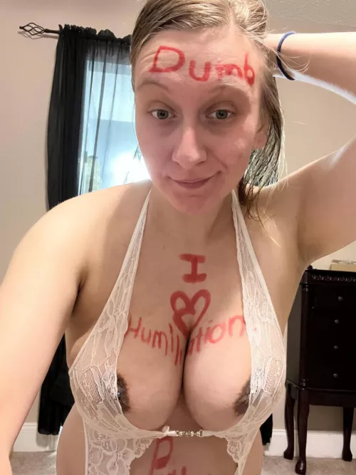 My dumb lipstick whore decorating her slutty body to show her submissiveness by MissGabrielasWhores