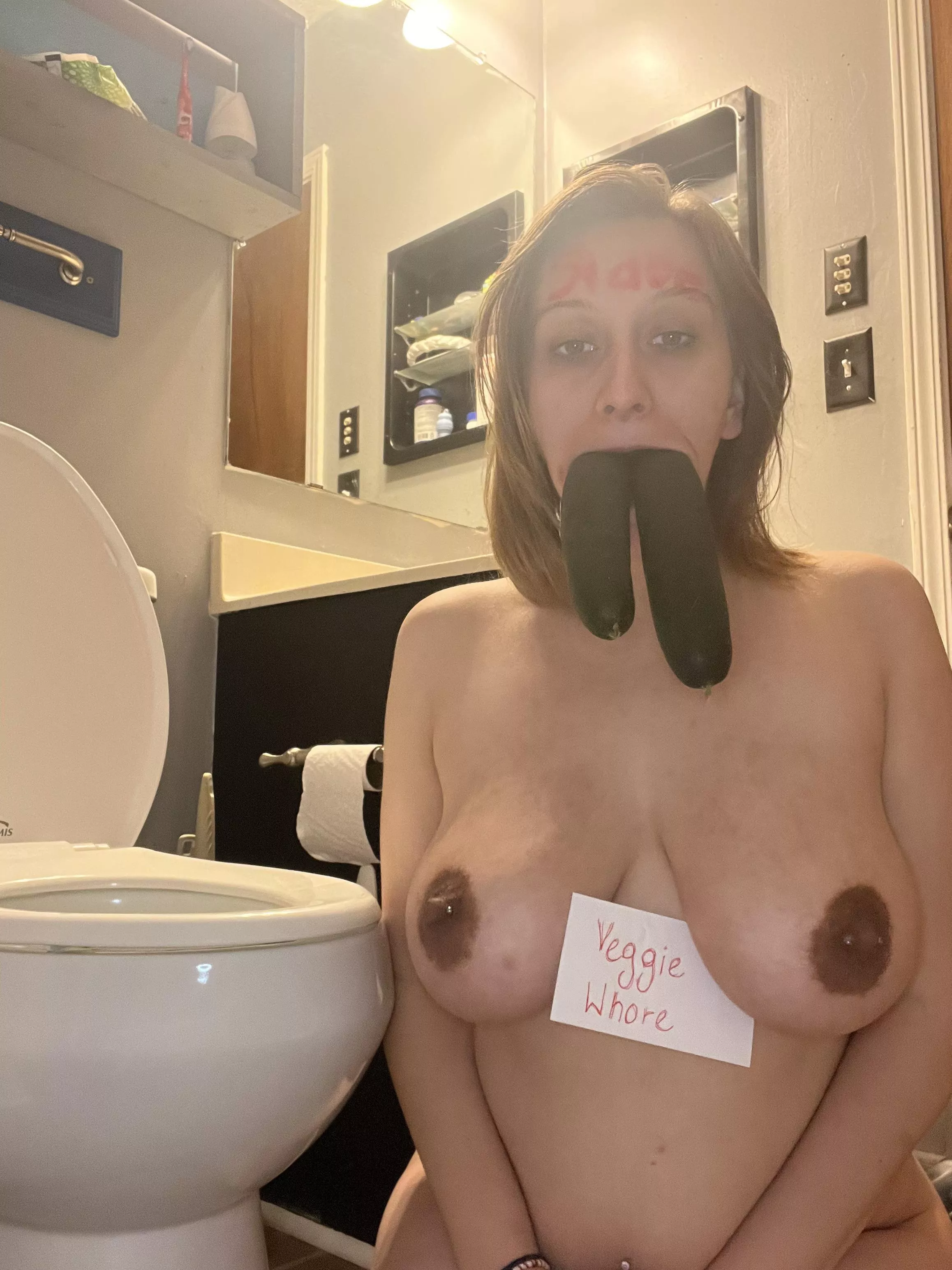 My dumb whore is a Veggie Whore today. She finally looks great! posted by MissGabrielasWhores