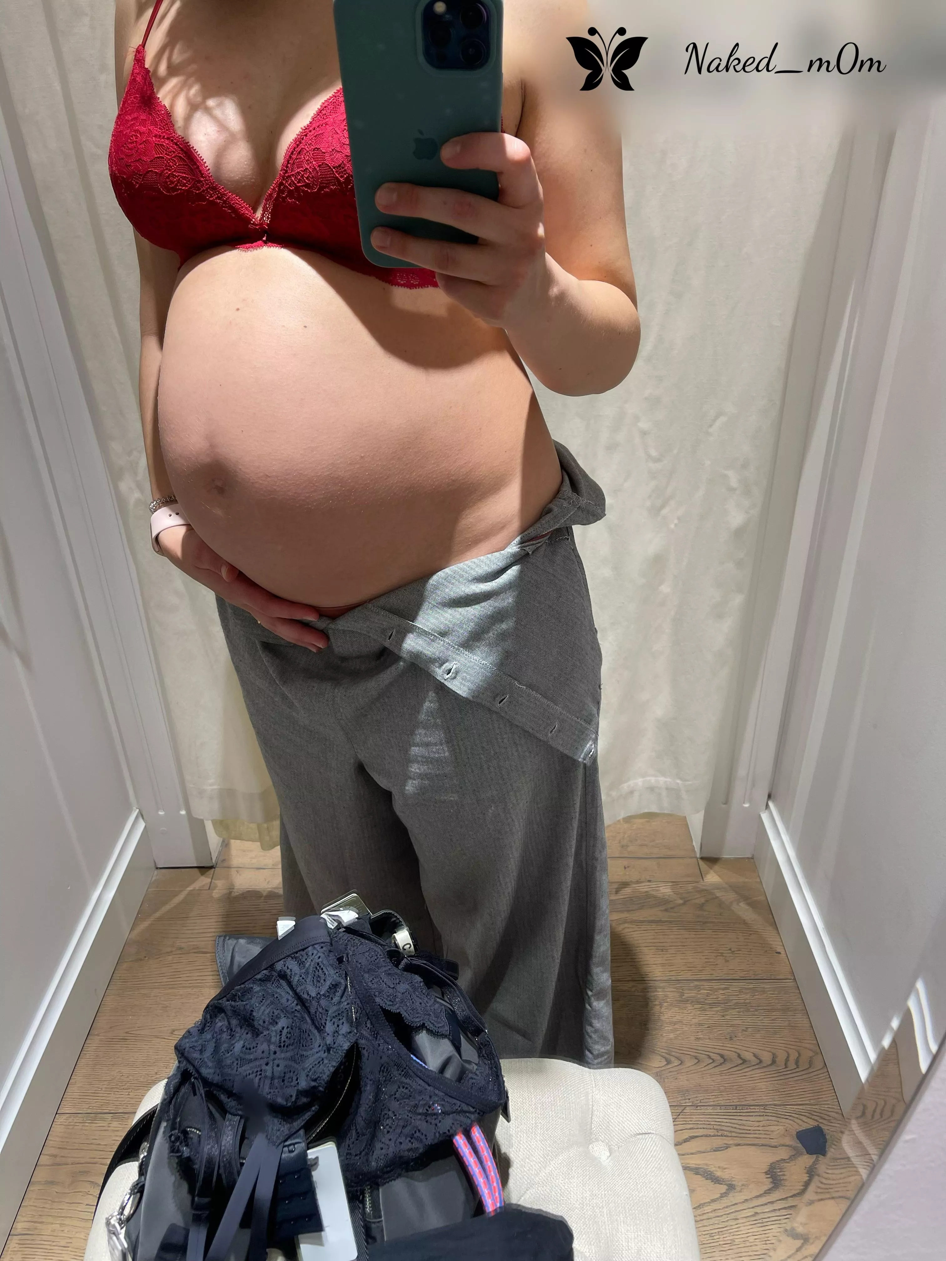 My favorite part of changing rooms is showing my pregnant belly posted by naked_m0m