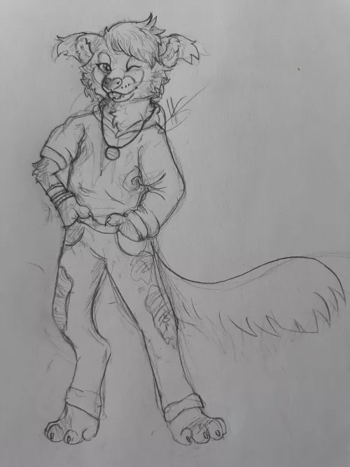 My first actual attempt at drawing a Fursona! She's a binturong. Anyone have name suggestions? by SnakeLuvr1