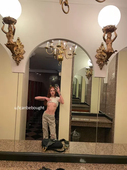 My first public nude and it's in a restaurant bathroom... by icanbebought