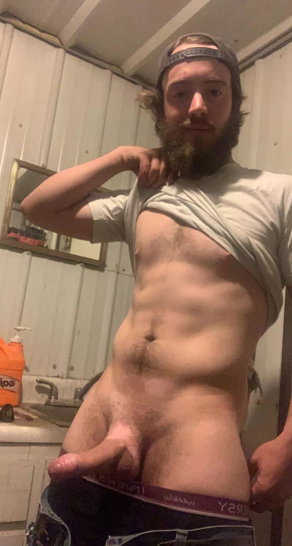 My foreskin peeled back a little because of how hard I am ☺️ posted by Country_Wilde