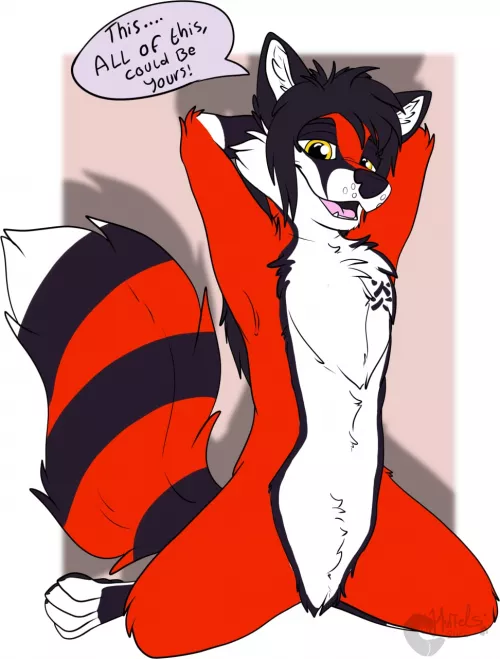 My foxy sona Kentaro asking for chest and belly rubs [by Huffels_Artz on FA] by kacpertakasaki