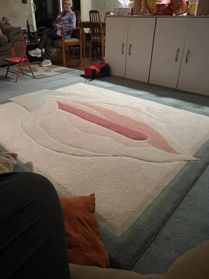 my friends in laws are so very proud of their flower rug by GayAnnFetaMean