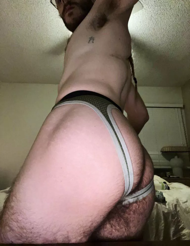 My furry ass in my favorite jockstrap posted by masked-duo