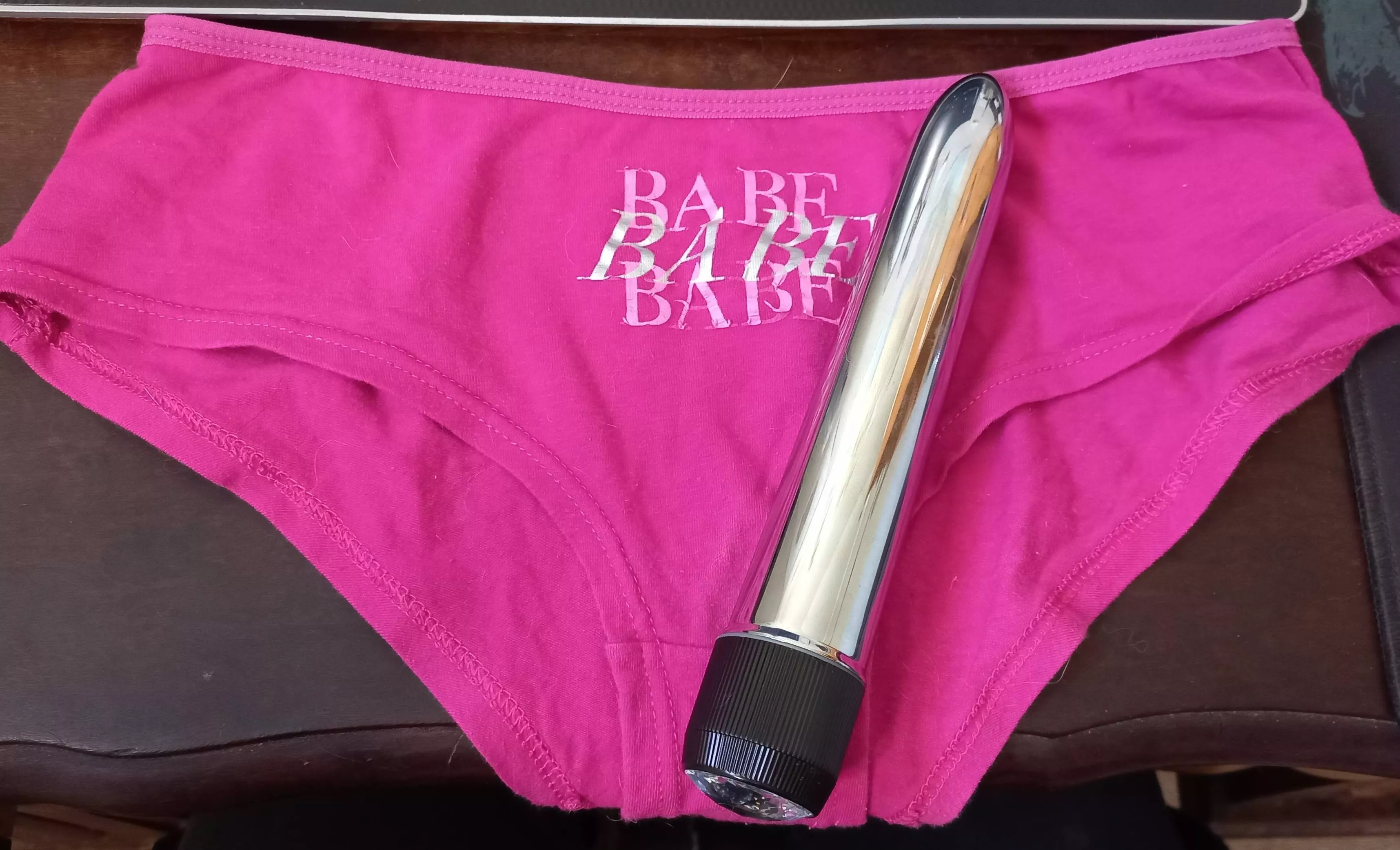 My GFs panties and my new toy posted by BiPantyGuy1