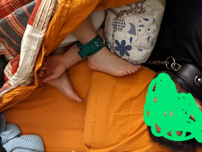 My Lady [F] has decided that tonight I [M] sleep collared to her foot.... I am very blessed you have her by gigikink