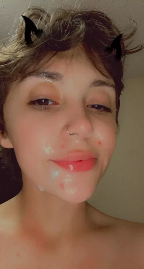 My lips look so juicy with your cum all over them😛 [OC] by kenzielynnes