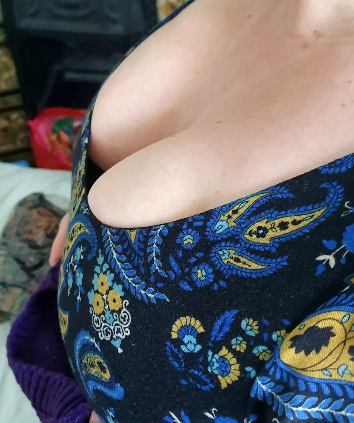my new dress, I'm still a bit shy 🤭 what would you like to see? x posted by throwawaymomzy