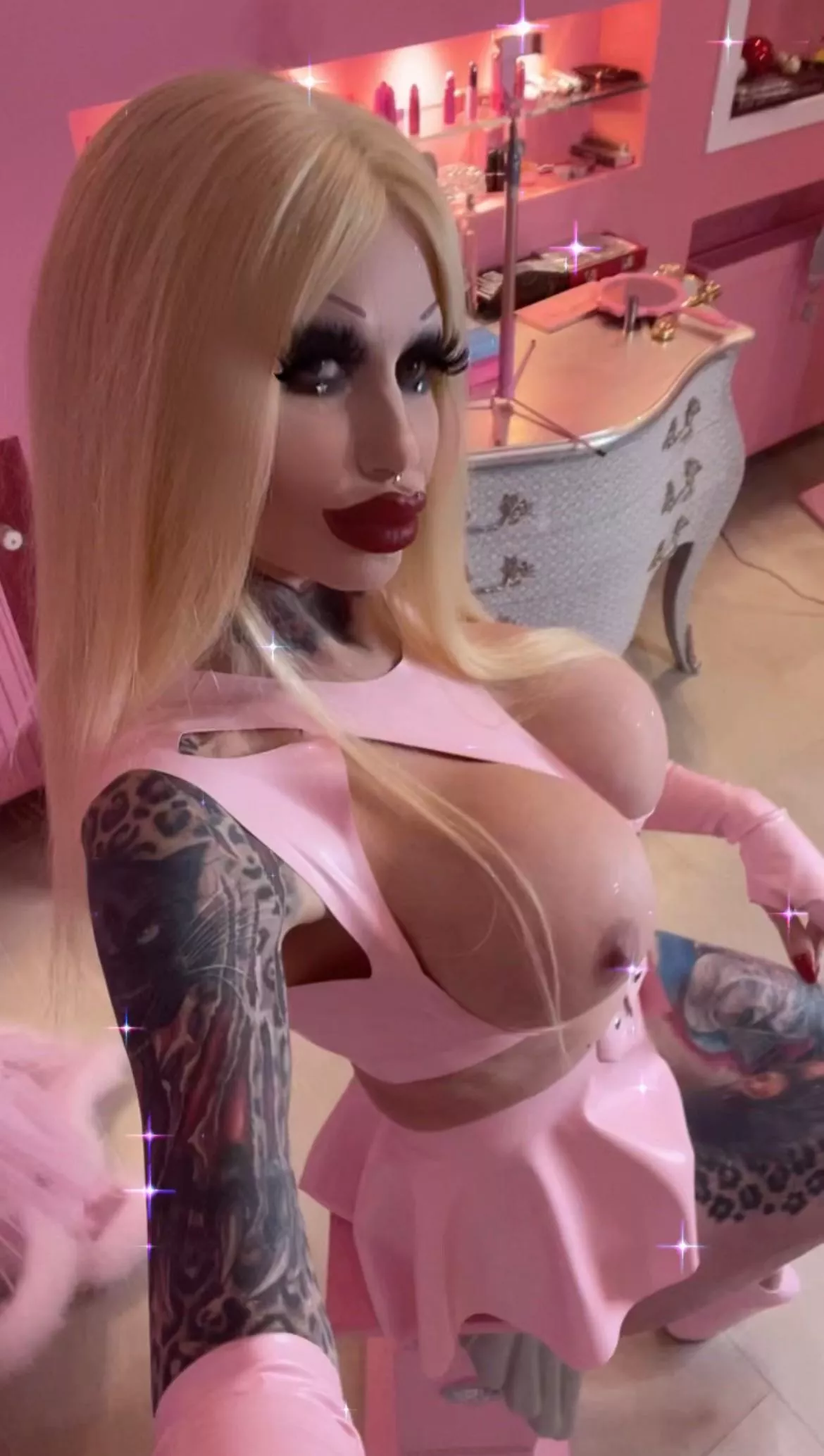 My next step in bimbofication is done! ..more plastic then ever! I m having new butt implants, 560cc in each side, the biggest implants available - will reveil soon, dont miss it! posted by KittyInkBimbodoll