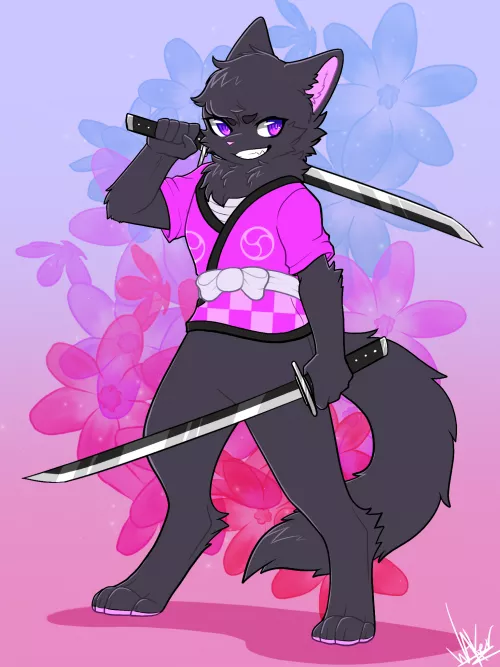 my OC, Nyabi Karasu. :3 (art by Waker6081) by IceCarIfrit