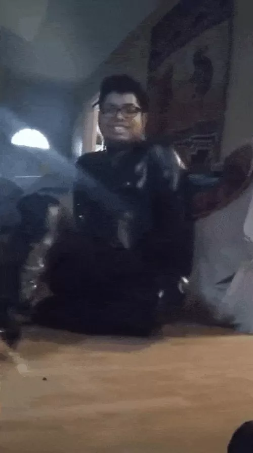 my oily leather suit by Curious-Efficiency