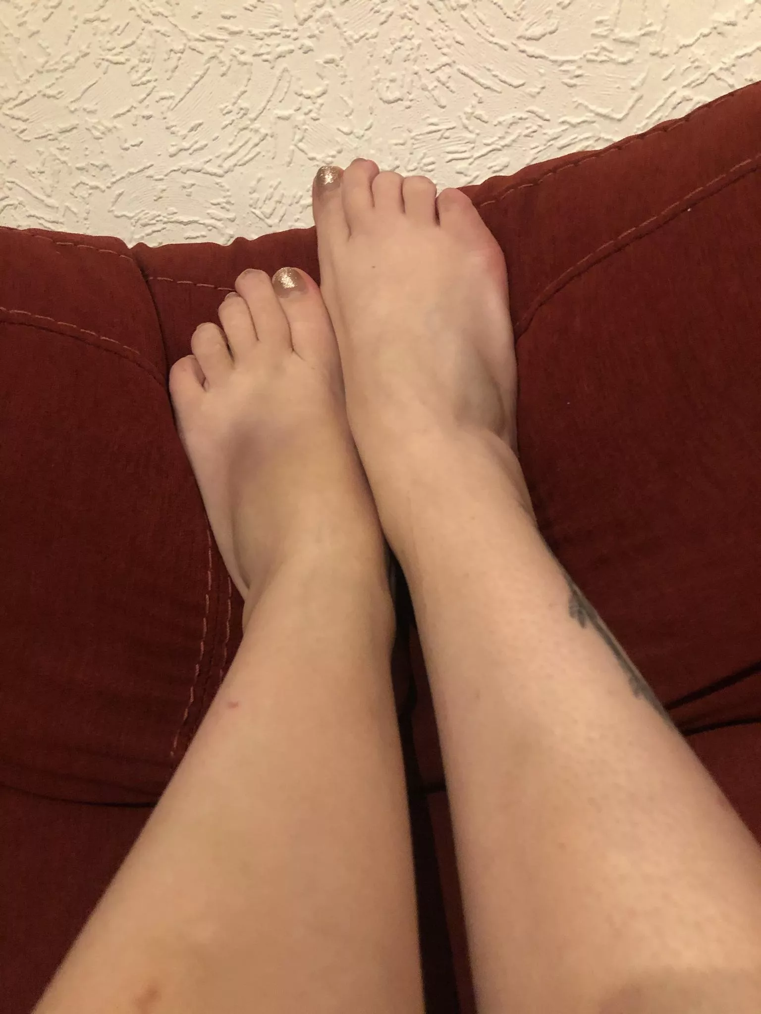 My poor bruised feet after a weekend hiking😭 what color toes do you think would distract from the giant bruise and make my toes suckable again? posted by missxxvic