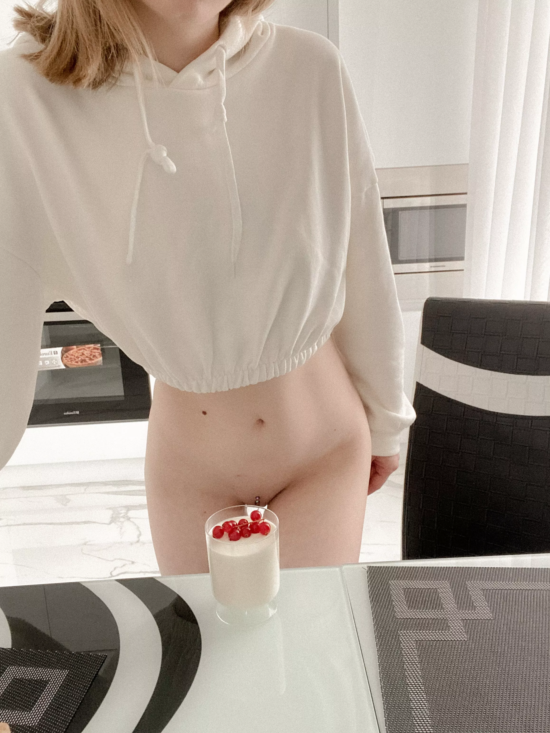 My pussy is like this dessert, with a berry on top posted by pantylessmiss