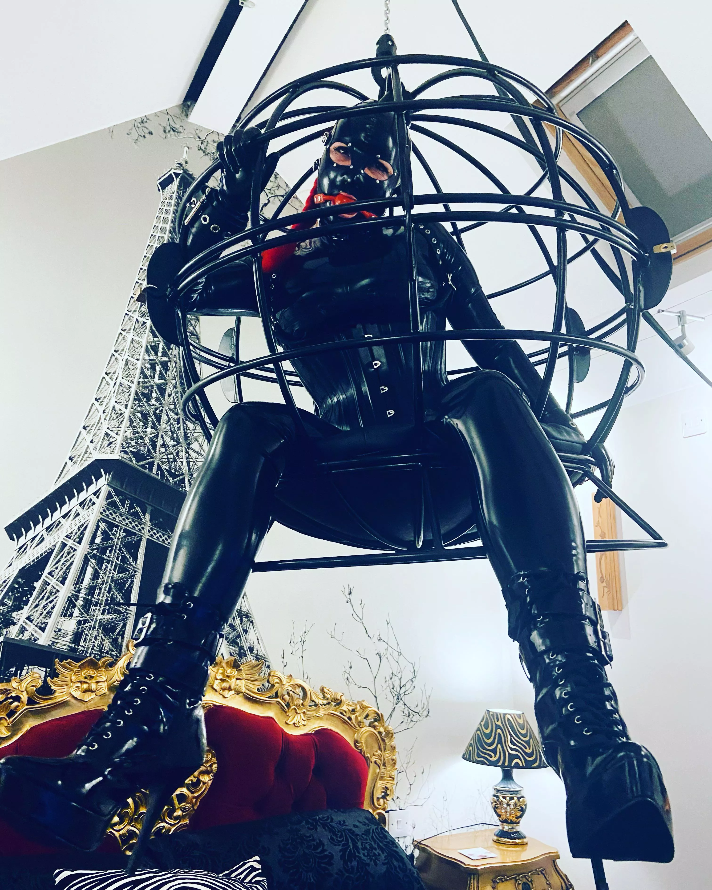 My shiny rubberdoll in her cage. posted by I_am_futurefetish