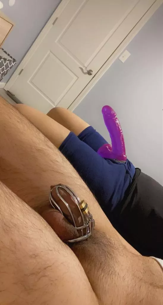 My sissy knows his place, caged and on his knees 😈 posted by serenawantsyou