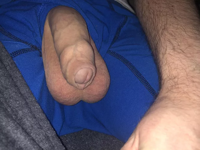 My soft uncut cock resting on my balls by WannaCMeWank