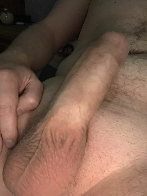 My thick uncut cock with the foreskin not rolled back for once. Who wants to play? DM me by Thialfi2205