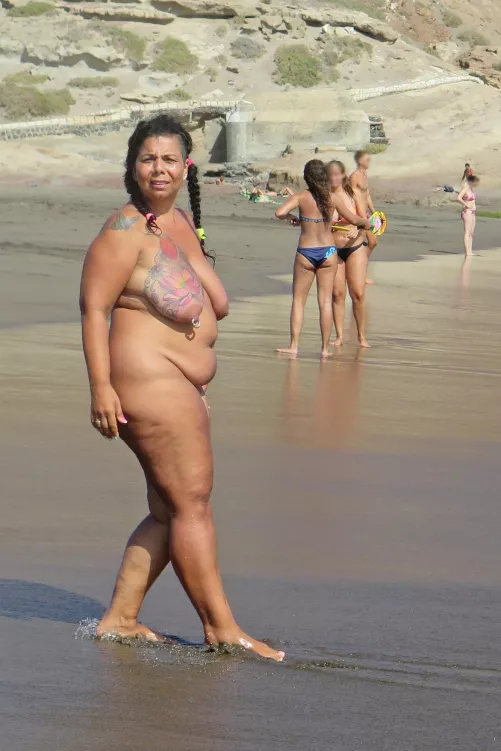 Naked on a non nude beach [F] by CurvyBandida