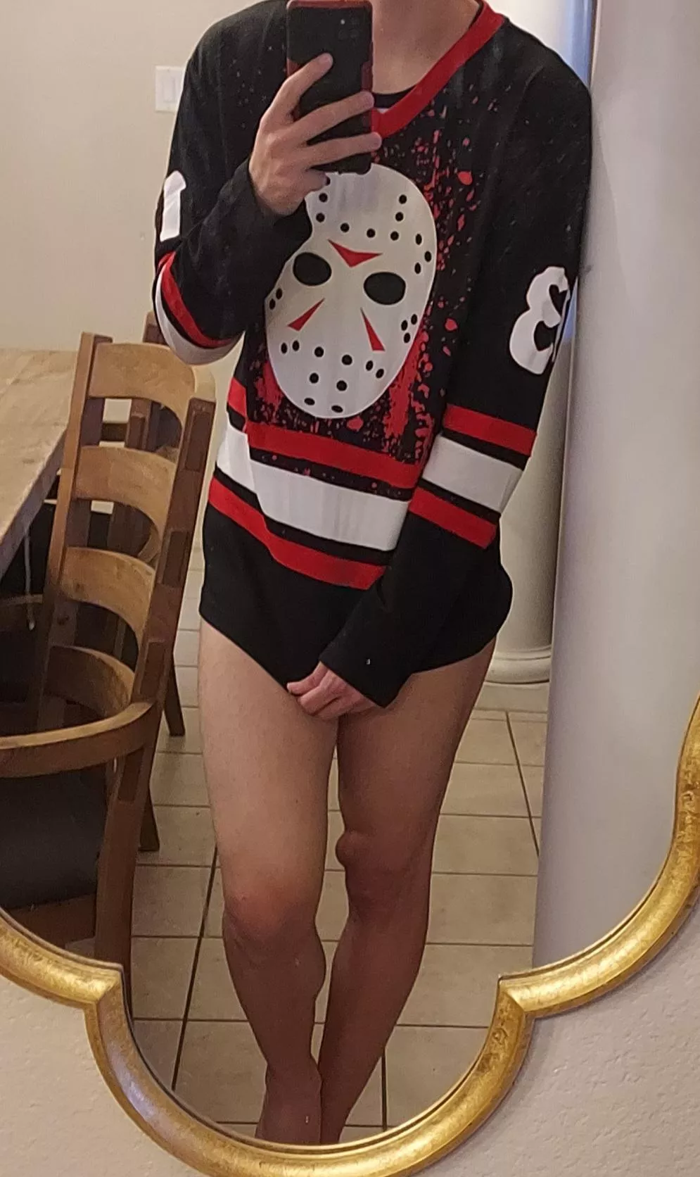 Naked under my jersey 😊😁 posted by ItzBoneDaddy69