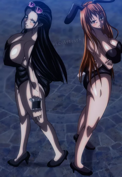 nami and Robin bunny girls by Matom06