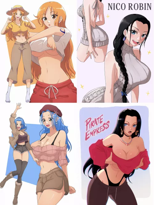 Nami, Robin, Vivi, and Hancock by OpalisArt by PM-ME-YA-TITTIES