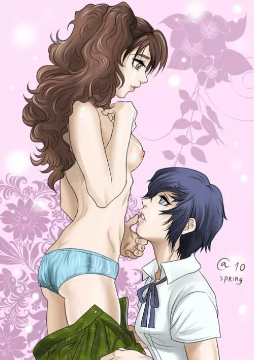 Naoto undressing Rise by VampireQueenDespair
