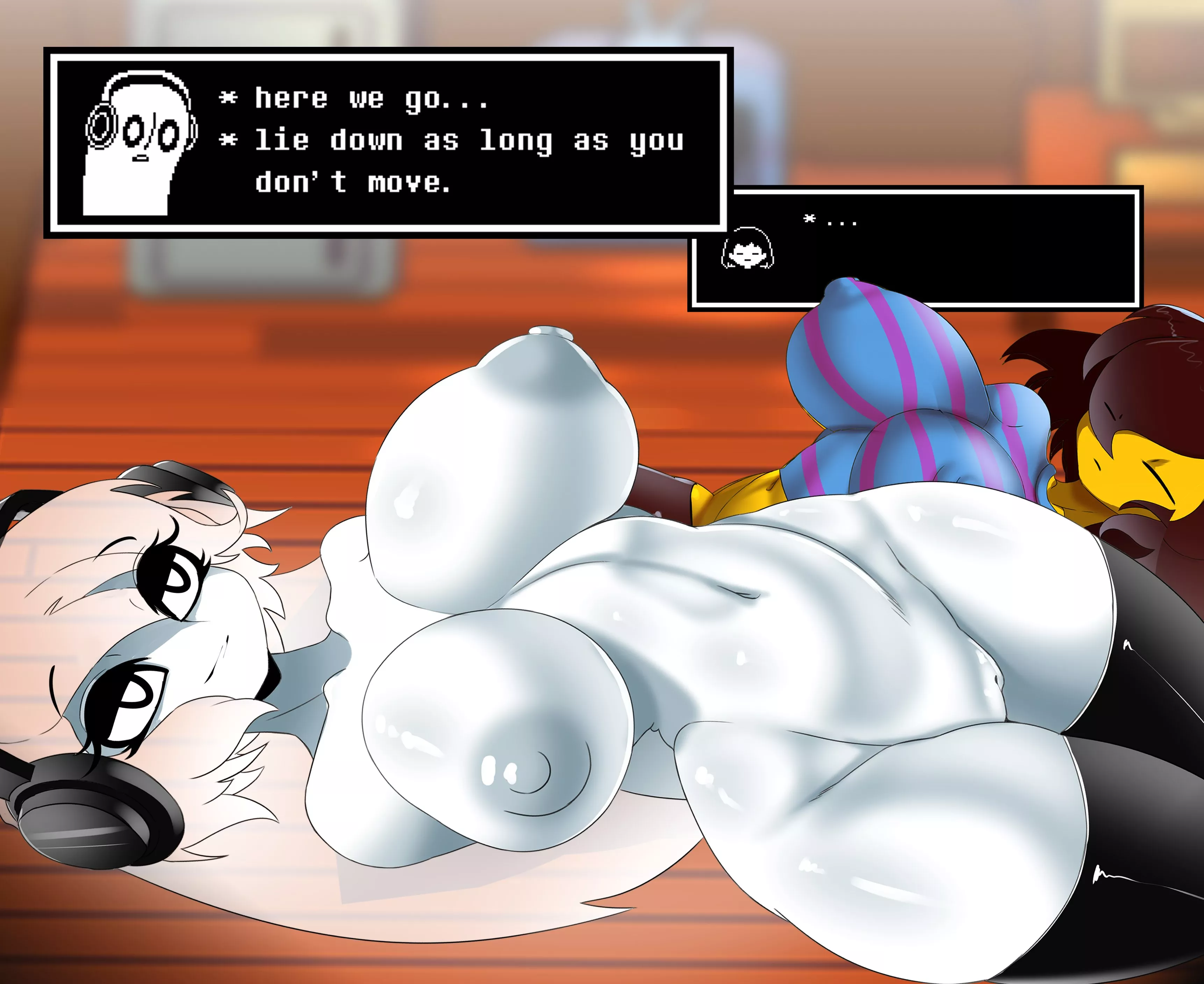 [Napstablook] + [Frisk] chilling on the floor (ashraely) posted by PM_ME_UR_KOALA_PICS