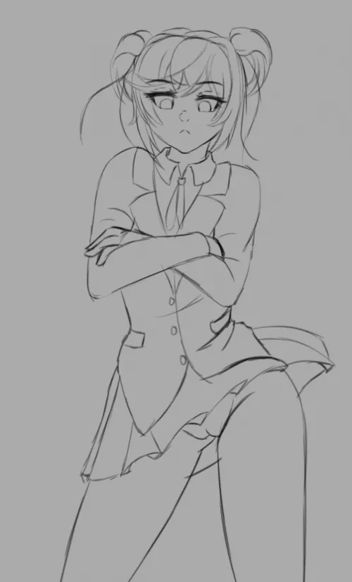 Natsuki Ankha pose sketch [@moca_1atte on Twitter] by Fluttair