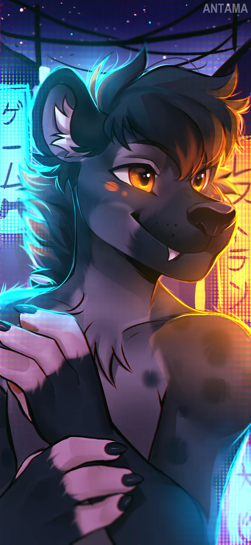 Neon Lights - Art by me @Furry_Angel18 posted by Antama_drawings