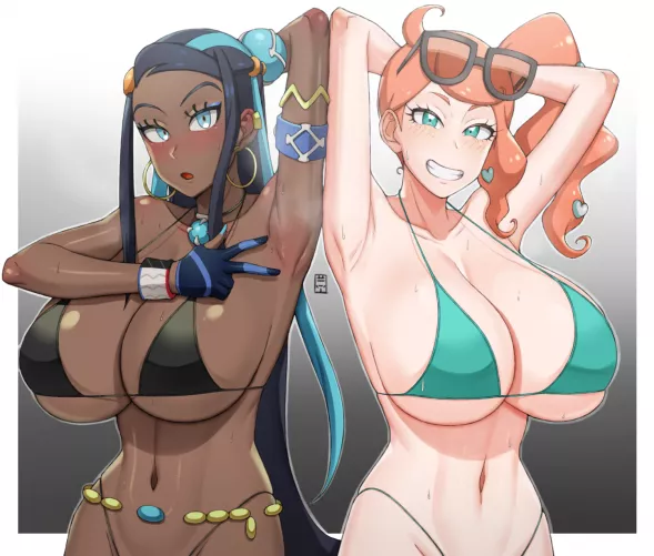 Nessa & Sonia Bikini Sluts (Handplug ) [Pokemon] by sequence_string