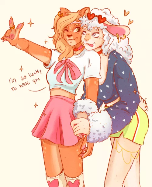 New besties! Or more than just friends? 👀✨ [art by me @pudding_furry on twt] by Designer-Fish3768