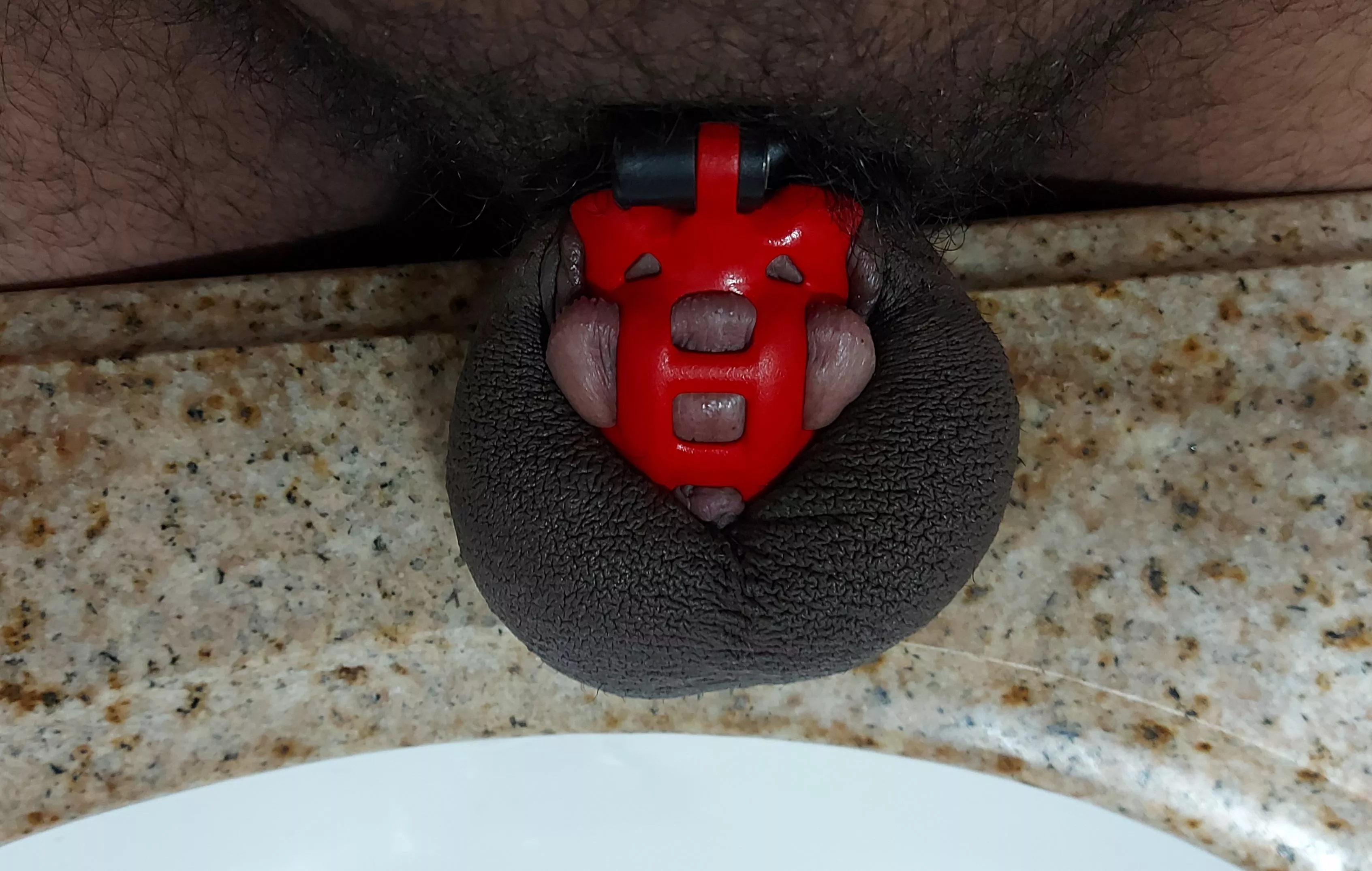 New color combo. My balls are so full that it almost hides my tiny nub ☺️ posted by chastityboyy420