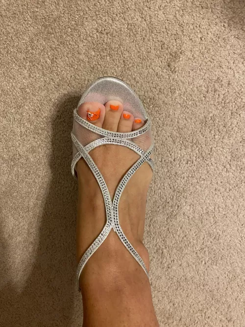 New heels + new pedicure 🧡 by lilmissnaughtypants