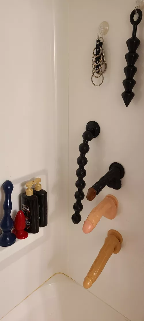 New house has a shower with walls that work with suction cup bases. Think I'm going to have some fun 😊 😜 by Juxtavarious