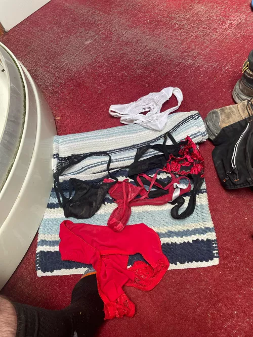 Nice stash of panties I have. Mix of my gf and her sister. Going to blow my load in one pair. Which one should I choose? by Manner-Adventurous