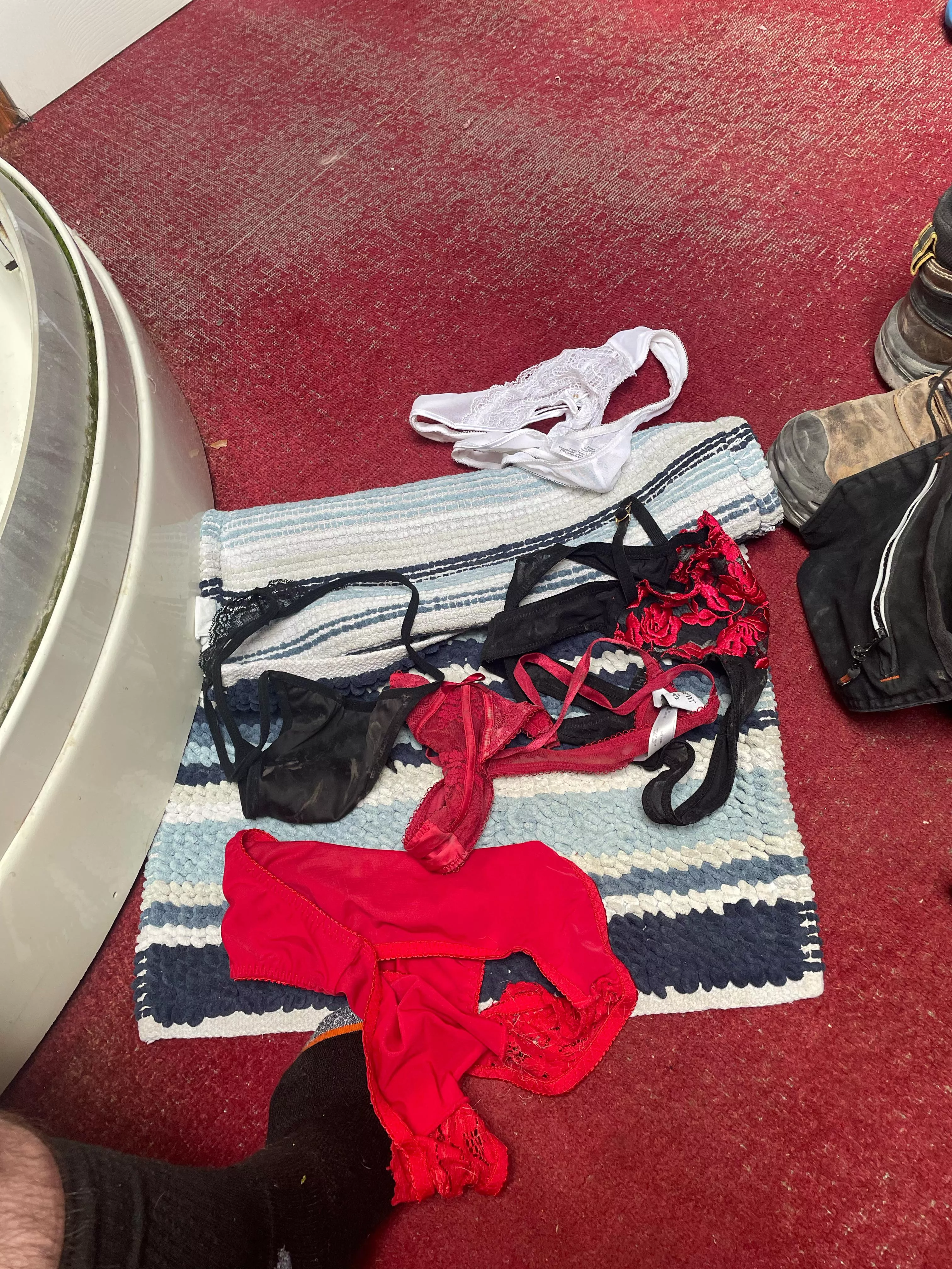 Nice stash of panties I have. Mix of my gf and her sister. Going to blow my load in one pair. Which one should I choose? posted by Manner-Adventurous