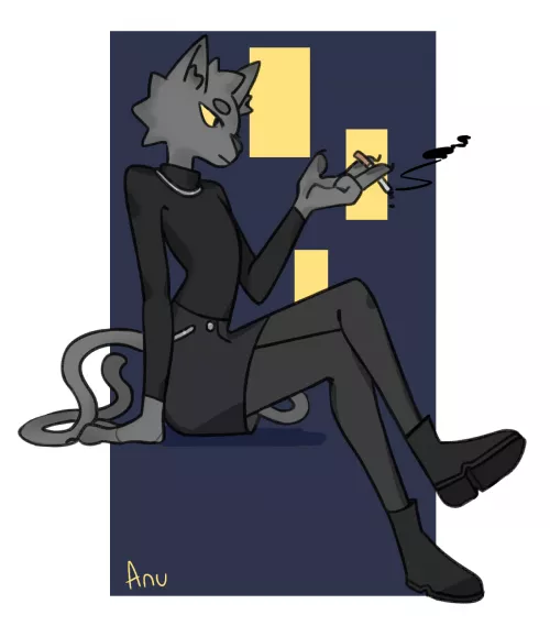 night cat (art by me) by Anu_0n0