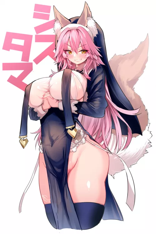 Nun fox Tamamo no Mae by Dragon_Shiro