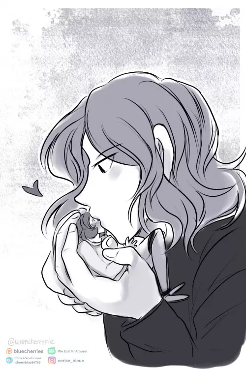 [OC] a big, gentle kiss.. on the face ♡ by wamcherrypie