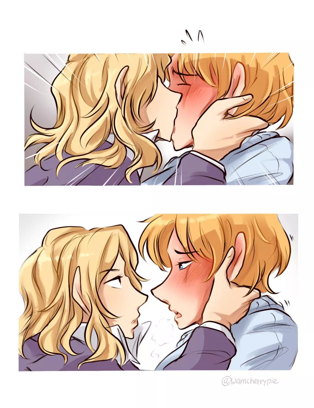 [OC] A quick kiss when he’s already turned on ♡ posted by wamcherrypie