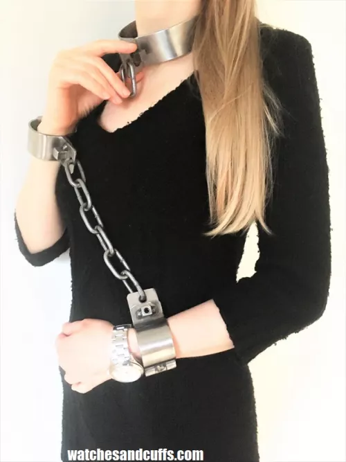 [OC] Locked myself in shackles and a collar - keys are locked away behind a timer. A slave to myself ... by JessicaShackled