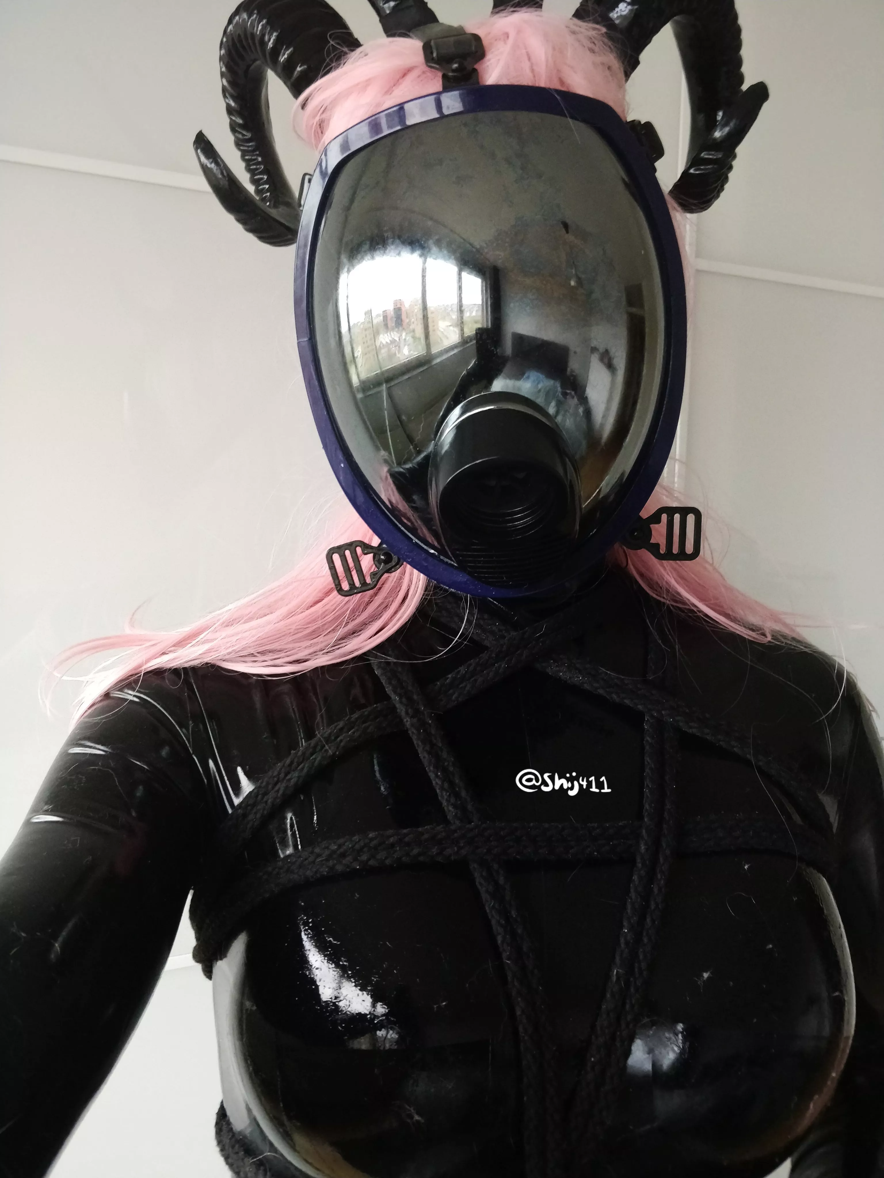 [OC] pentagram shibari over latex catsuit posted by Shijuuichi